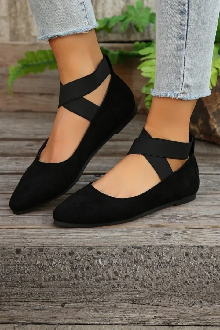 Siopie Women's Pointed Toe Ankle Strap Ballet Flats