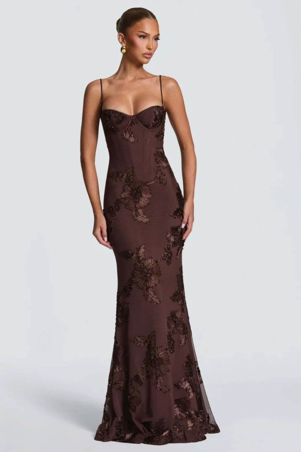 Women's Floral Embroidered Corset Maxi Dress – Siopie