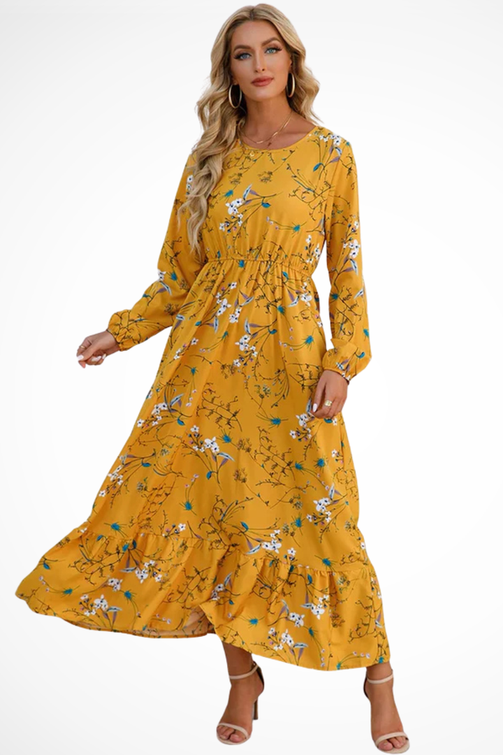 Samira | Women Floral Long Sleeve Maxi Summer Boho Midi Dress