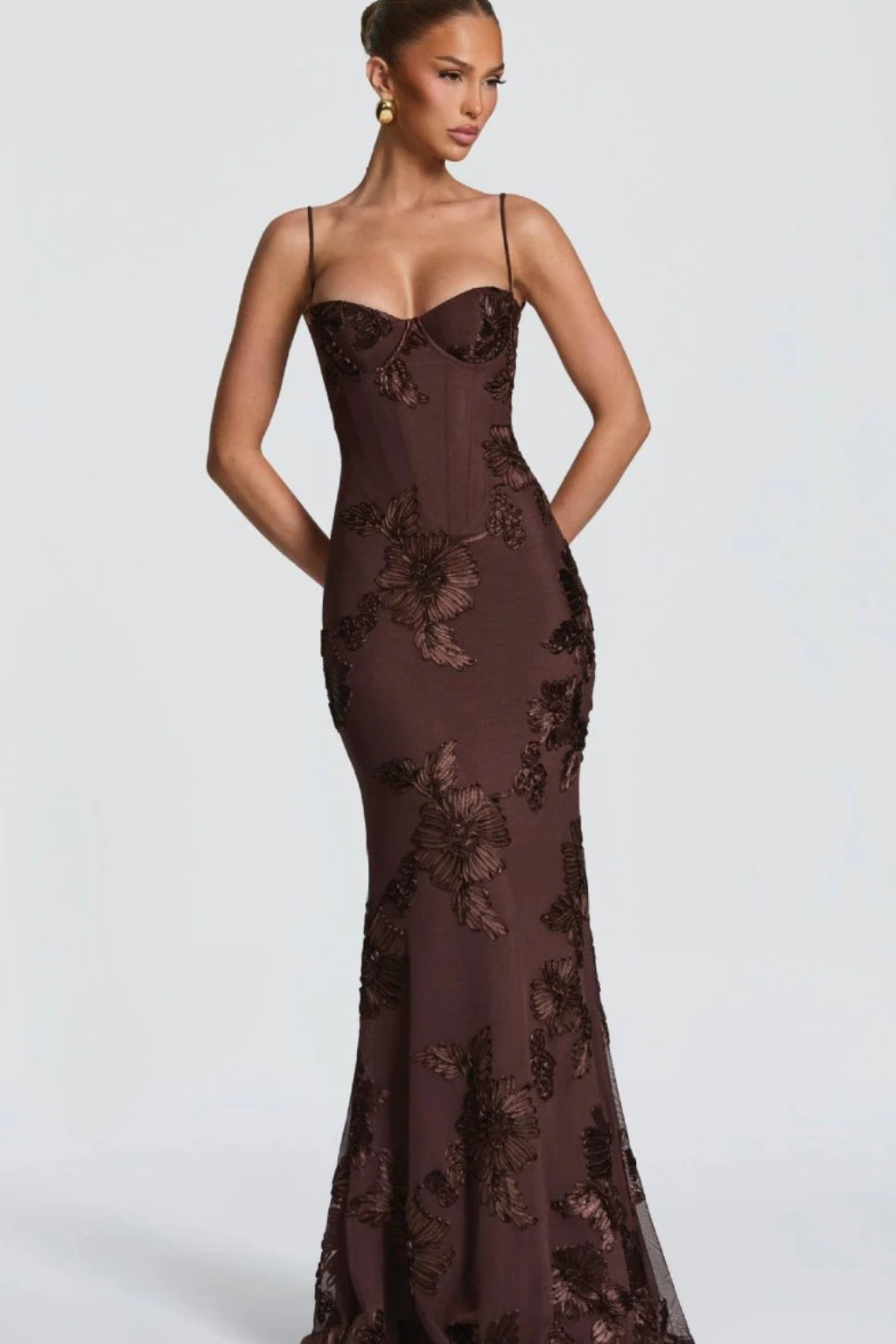 Women's Floral Embroidered Corset Maxi Dress – Siopie