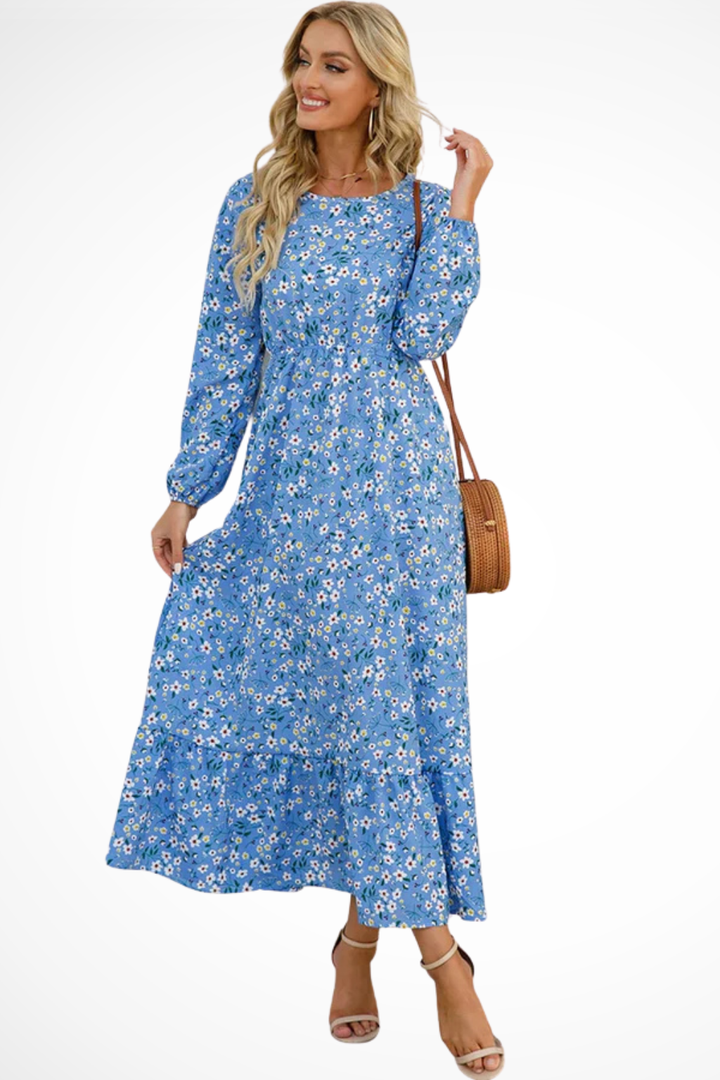 Samira | Women Floral Long Sleeve Maxi Summer Boho Midi Dress
