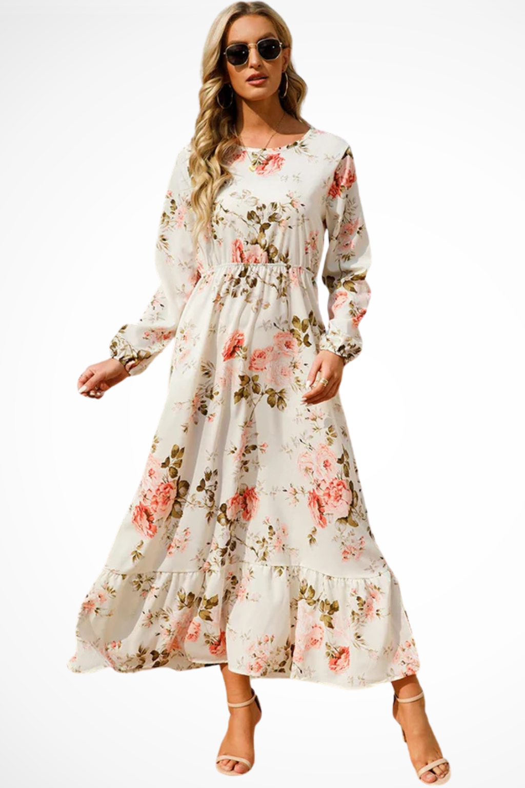 Samira | Women Floral Long Sleeve Maxi Summer Boho Midi Dress