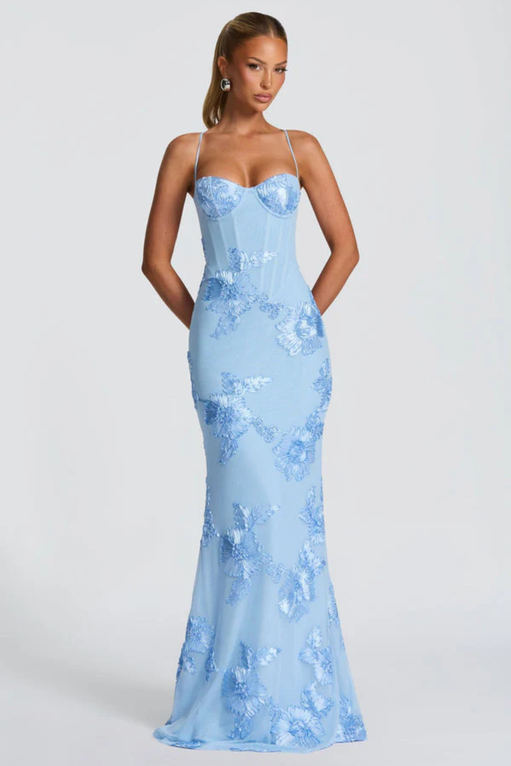 Women's Floral Embroidered Corset Maxi Dress – Siopie
