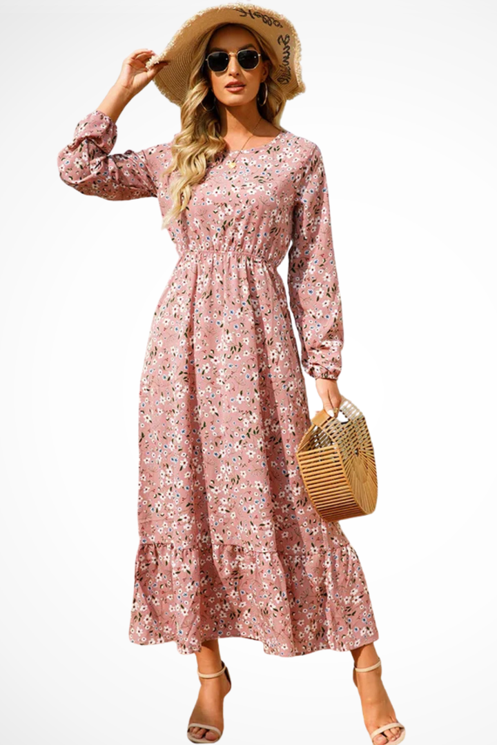 Samira | Women Floral Long Sleeve Maxi Summer Boho Midi Dress