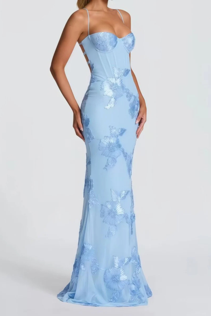 Women's Floral Embroidered Corset Maxi Dress – Siopie
