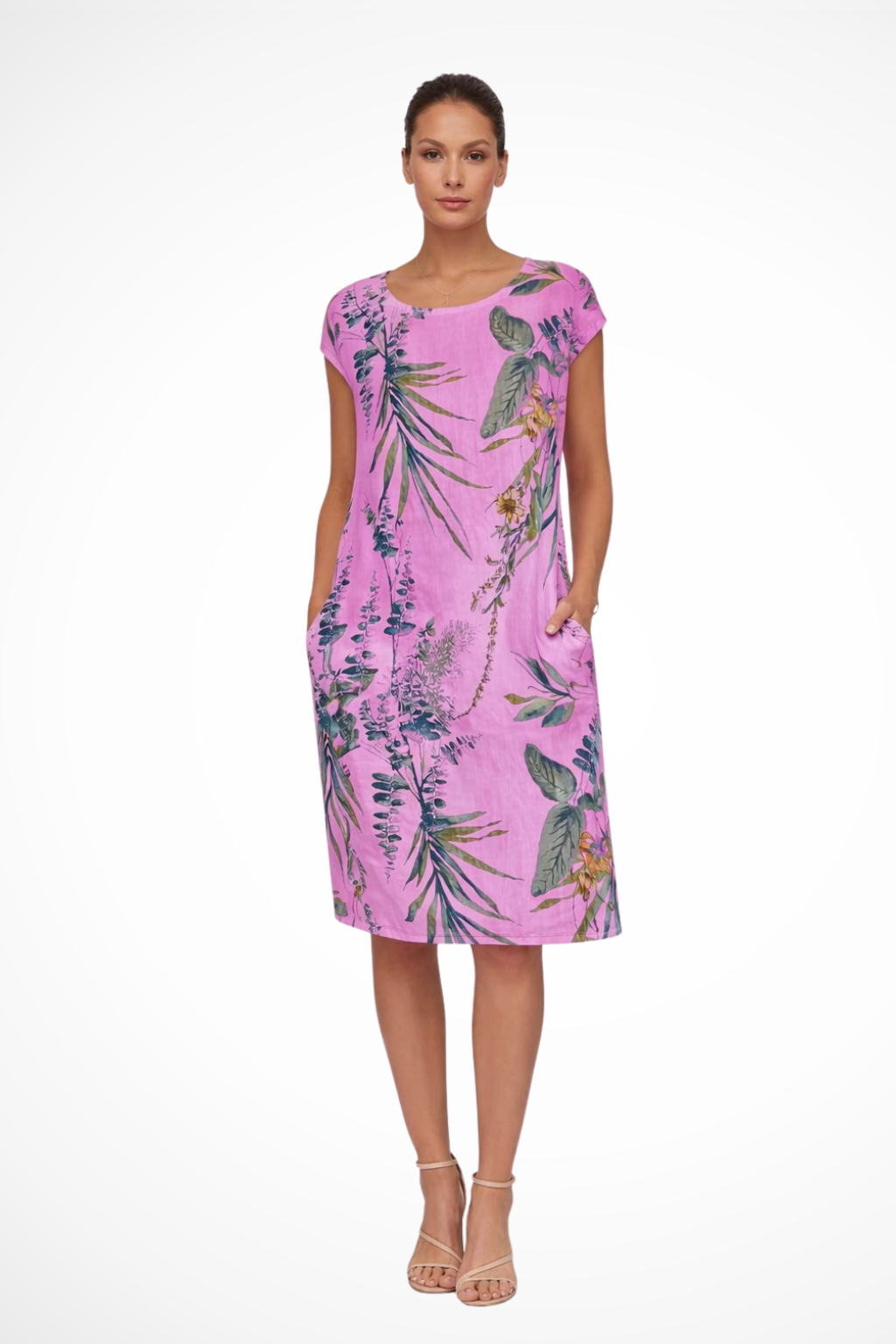 Siopie Women's Relaxed Botanical Print Midi Dress in Purple
