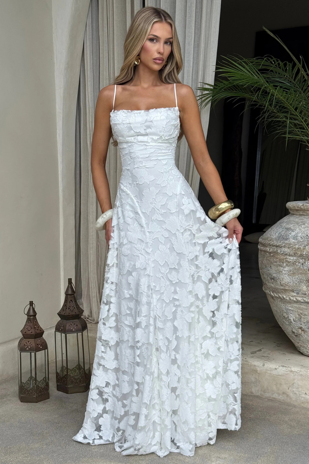 Women's Floral Brocade Cami Maxi Dress – Siopie