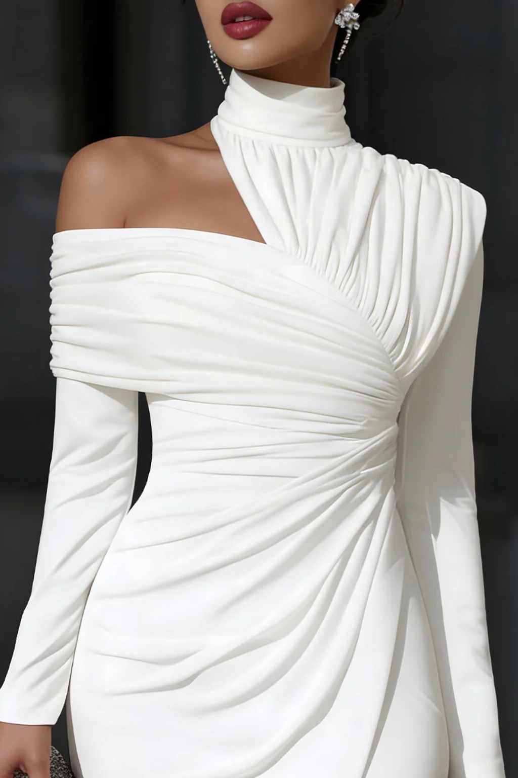 Siopie Women's Asymmetric One Shoulder Midi Dress