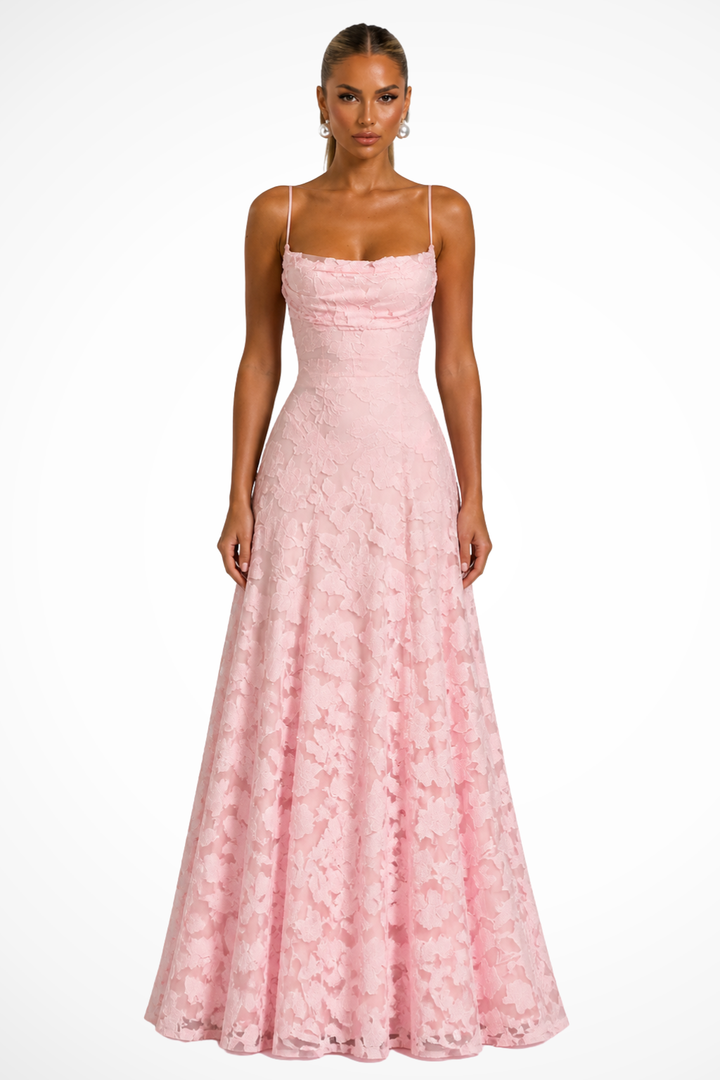 Pink Women's Floral Brocade Cami Maxi Dress – Siopie