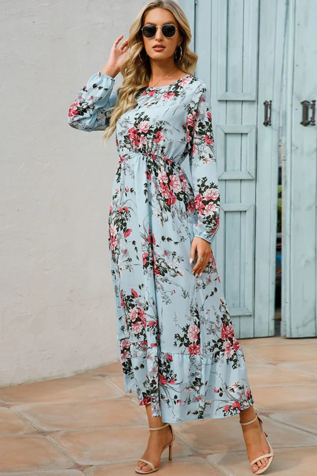 Samira | Women Floral Long Sleeve Maxi Summer Boho Midi Dress