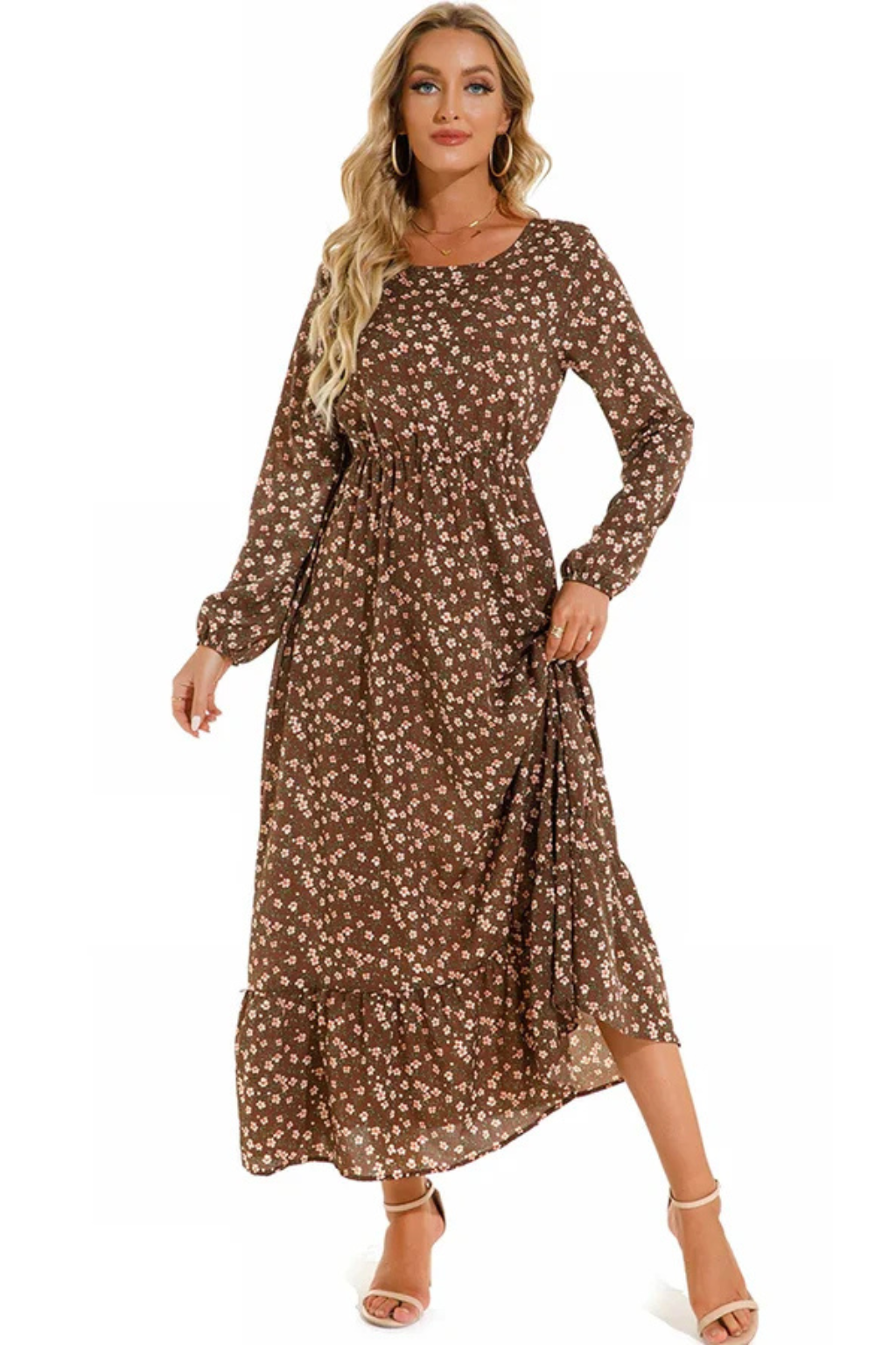 Samira | Women Floral Long Sleeve Maxi Summer Boho Midi Dress