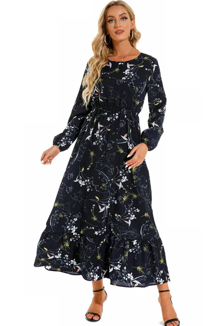 Samira | Women Floral Long Sleeve Maxi Summer Boho Midi Dress