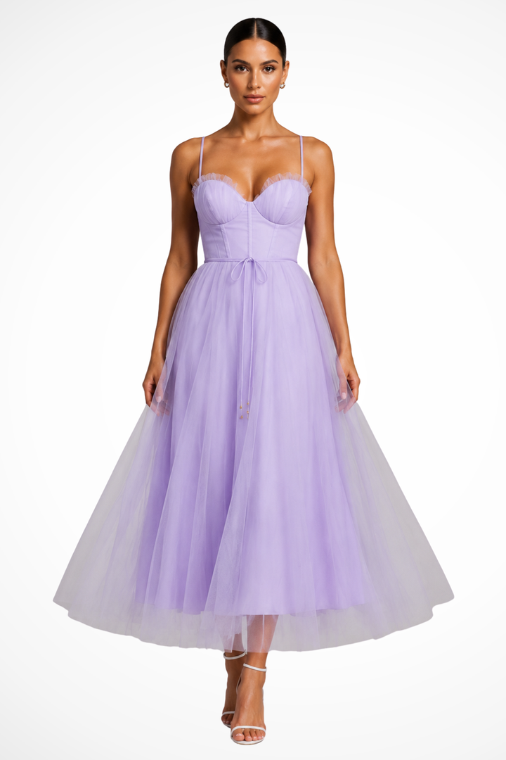 Purple Women's Corset Tiered Midi Dress – Siopie