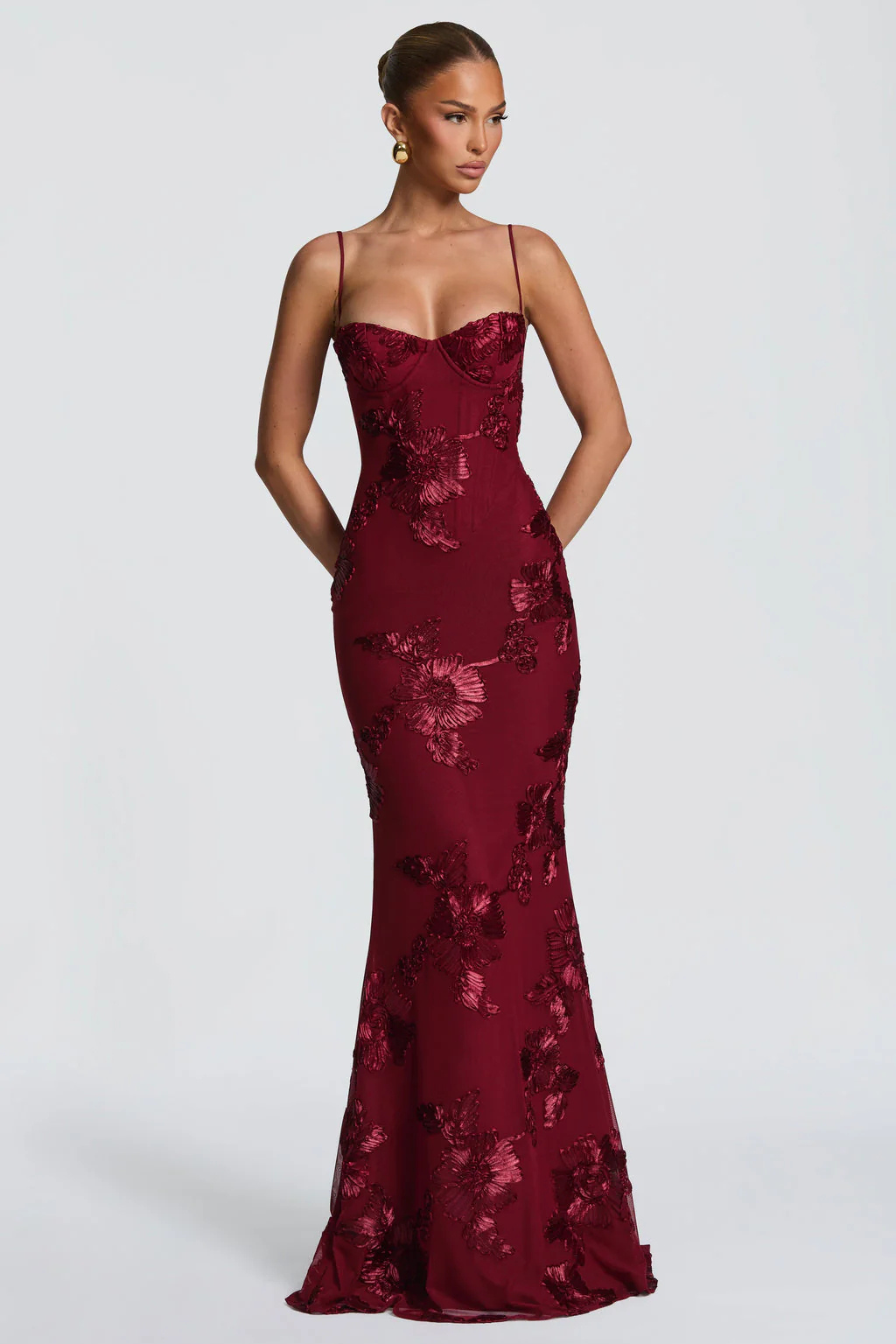 Women's Floral Embroidered Corset Maxi Dress – Siopie