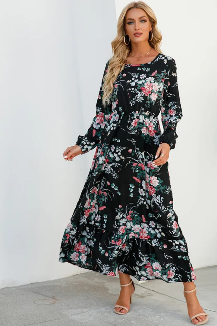 Samira | Women Floral Long Sleeve Maxi Summer Boho Midi Dress
