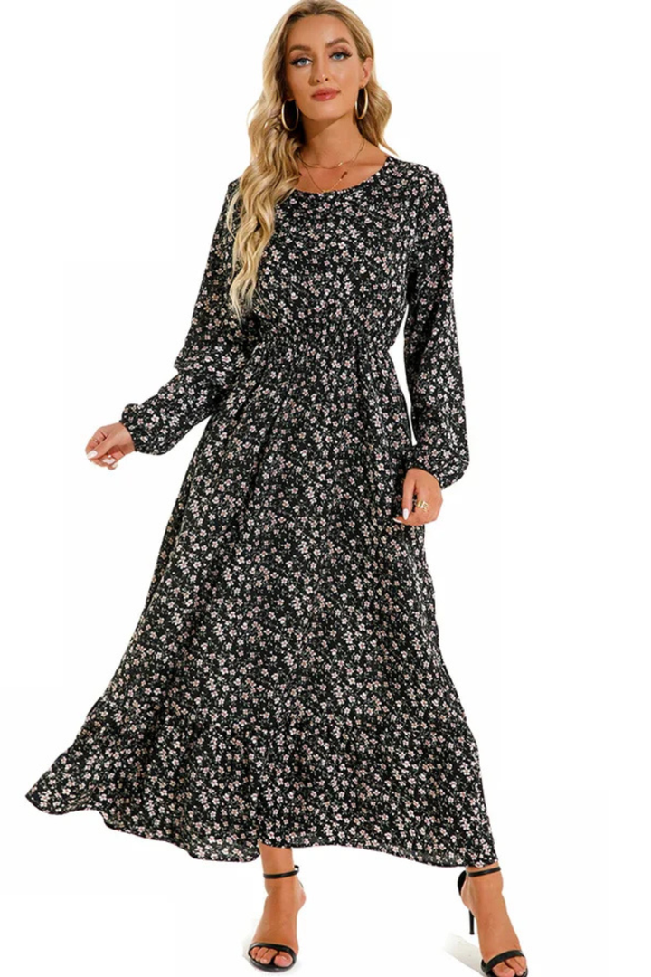 Samira | Women Floral Long Sleeve Maxi Summer Boho Midi Dress