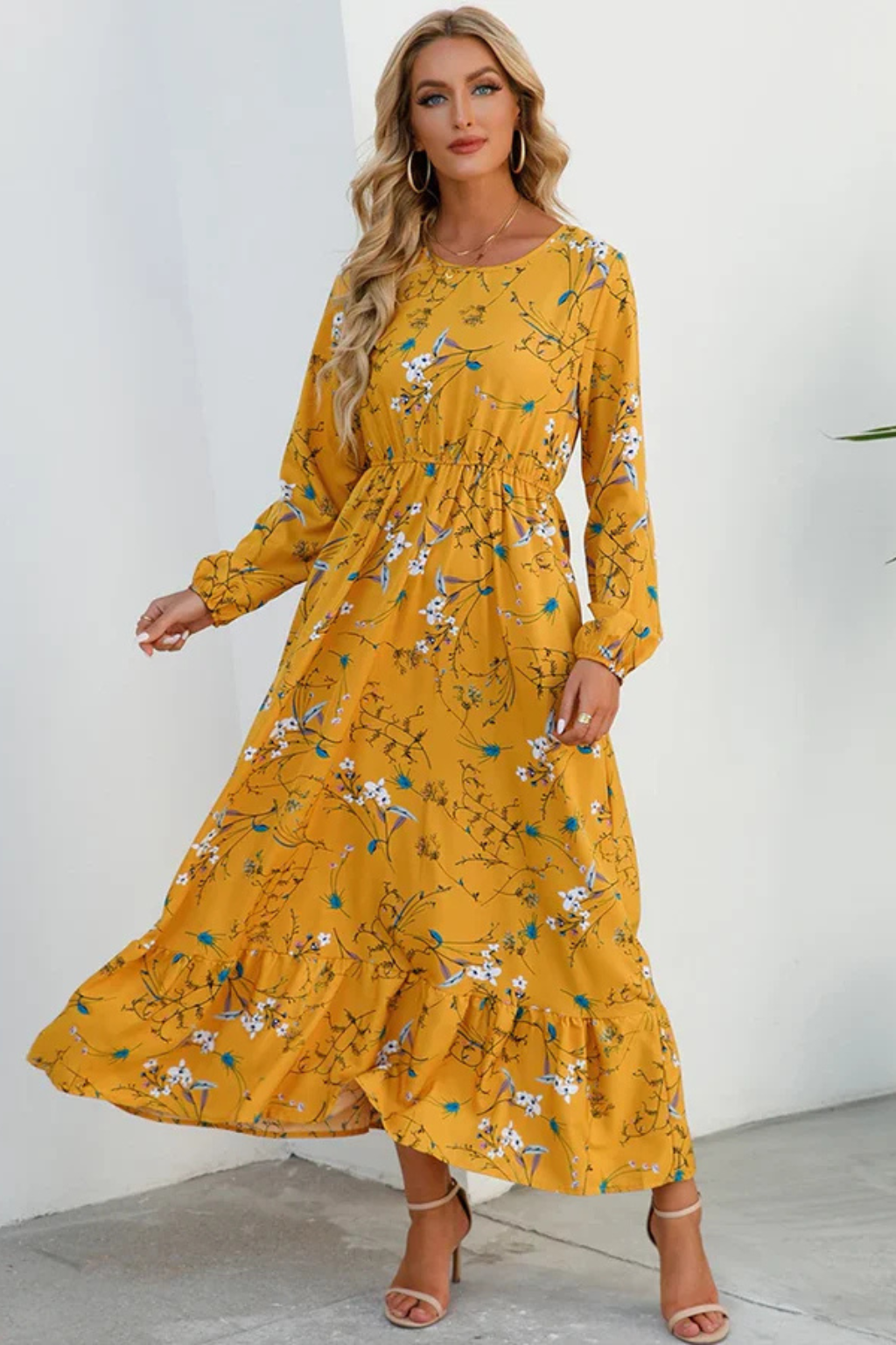 Samira | Women Floral Long Sleeve Maxi Summer Boho Midi Dress