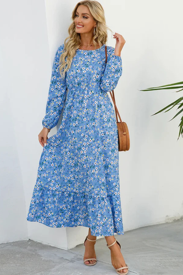 Samira | Women Floral Long Sleeve Maxi Summer Boho Midi Dress