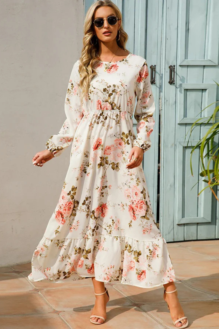 Samira | Women Floral Long Sleeve Maxi Summer Boho Midi Dress