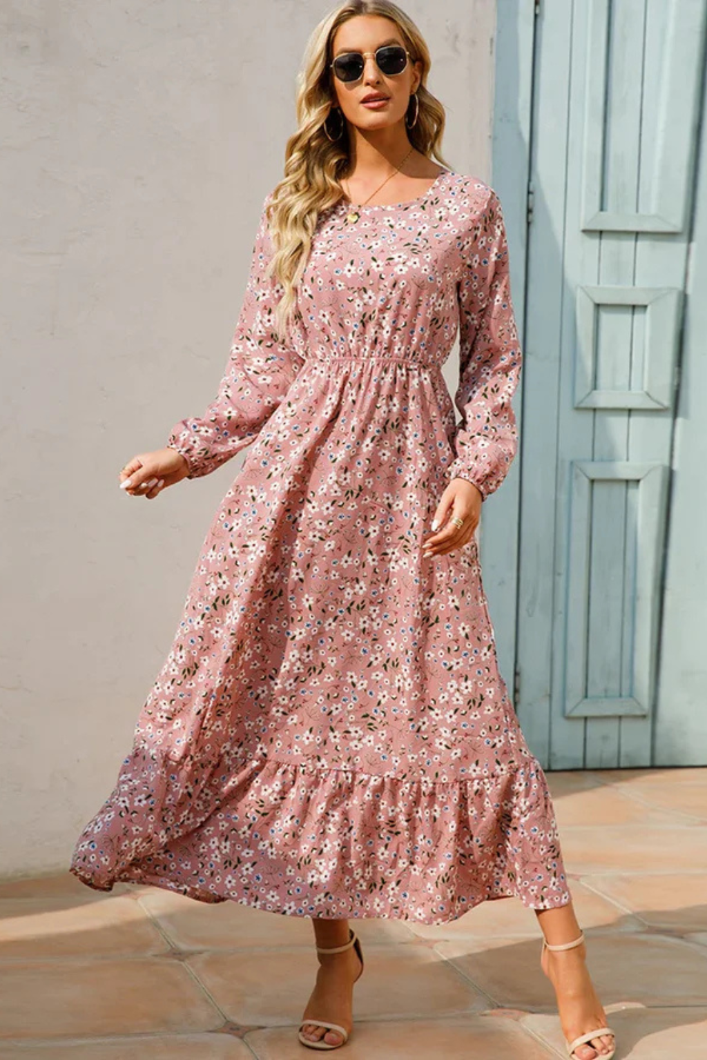 Samira | Women Floral Long Sleeve Maxi Summer Boho Midi Dress