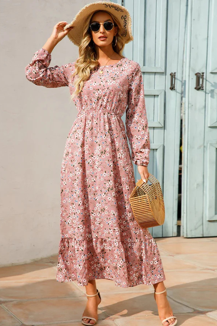 Samira | Women Floral Long Sleeve Maxi Summer Boho Midi Dress