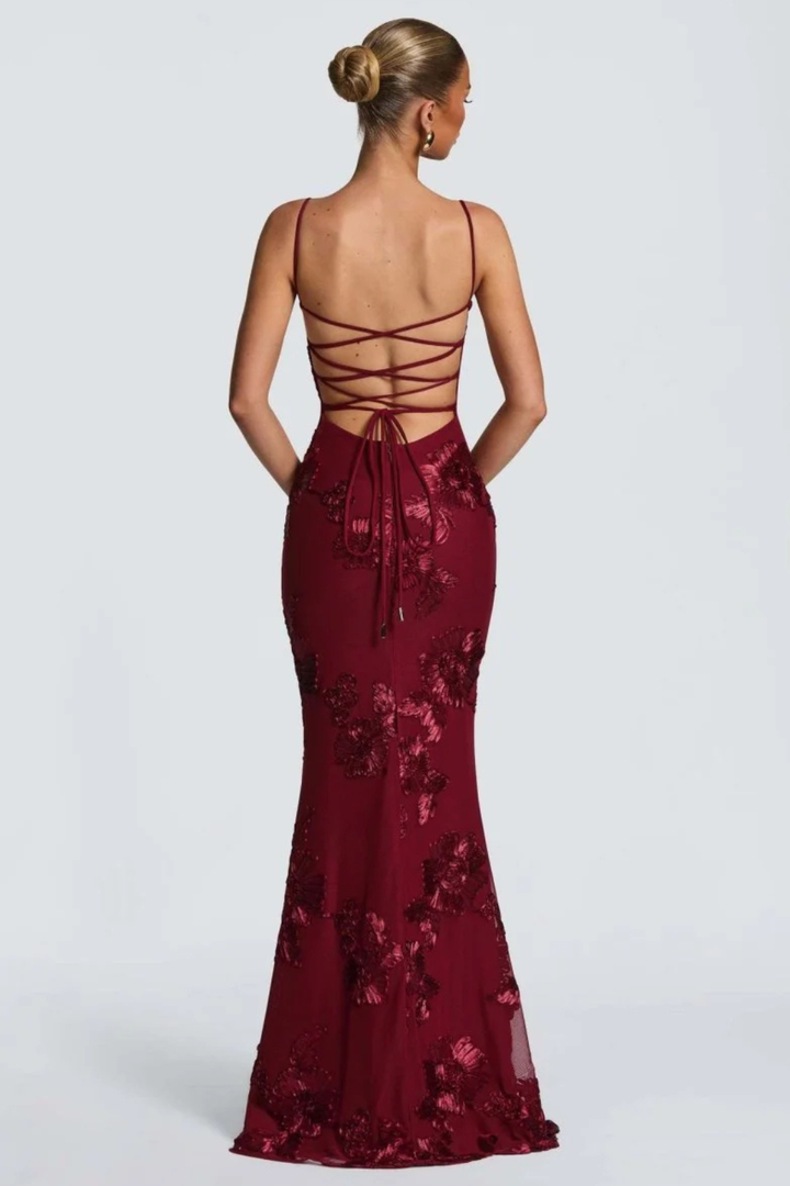 Women's Floral Embroidered Corset Maxi Dress – Siopie