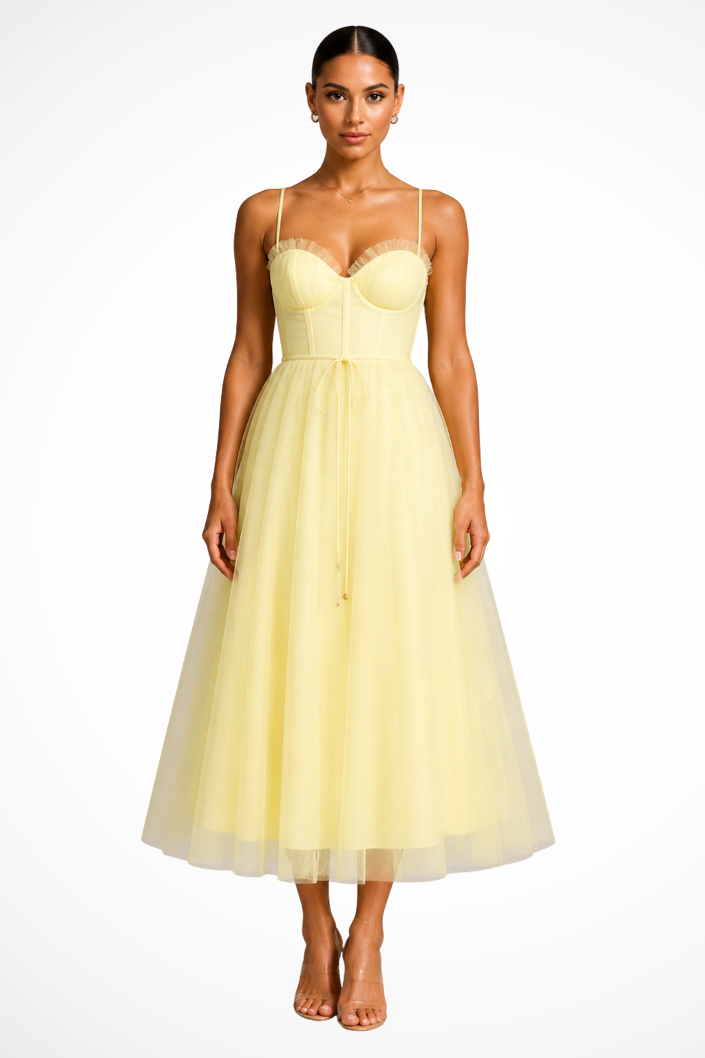 Yellow Women's Corset Tiered Midi Dress – Siopie