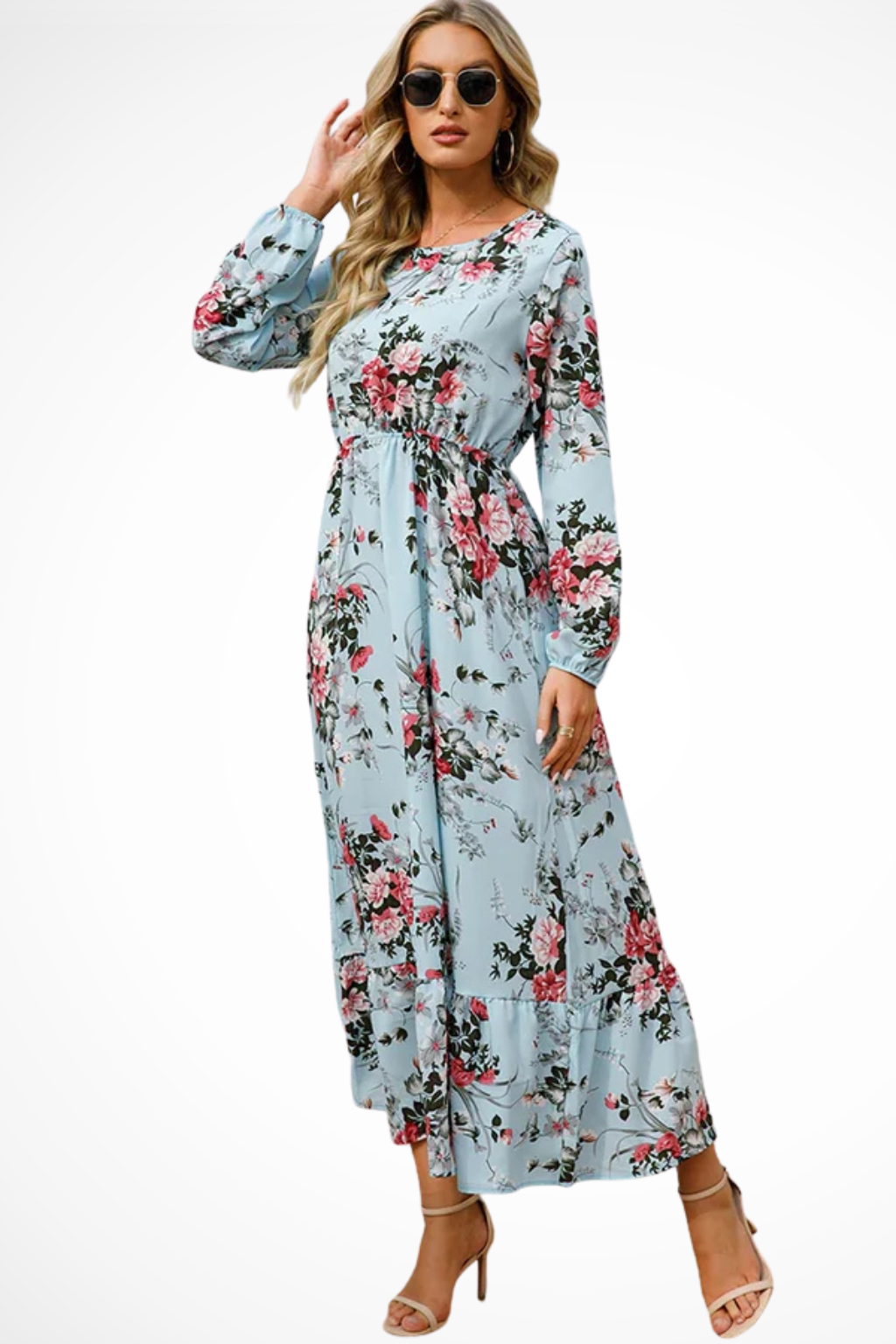 Samira | Women Floral Long Sleeve Maxi Summer Boho Midi Dress