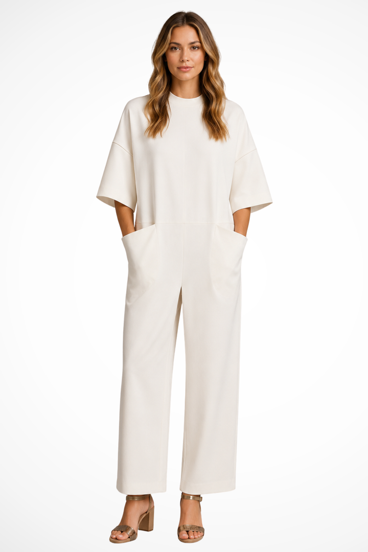 Siopie Wide Leg Oversized Relaxed Jumpsuit in White