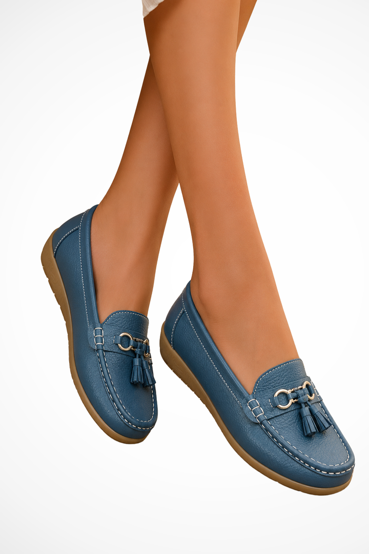 Siopie Tassel Leather Orthopaedic Loafers in Blue