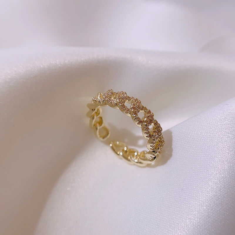Liora Chain Ring – Adjustable 14K Gold & Sterling Silver