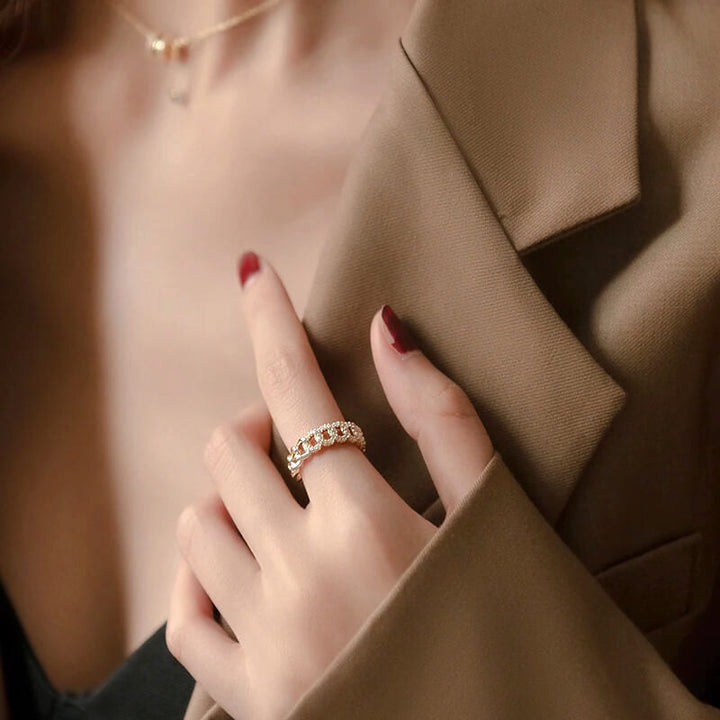 Liora Chain Ring – Adjustable 14K Gold & Sterling Silver