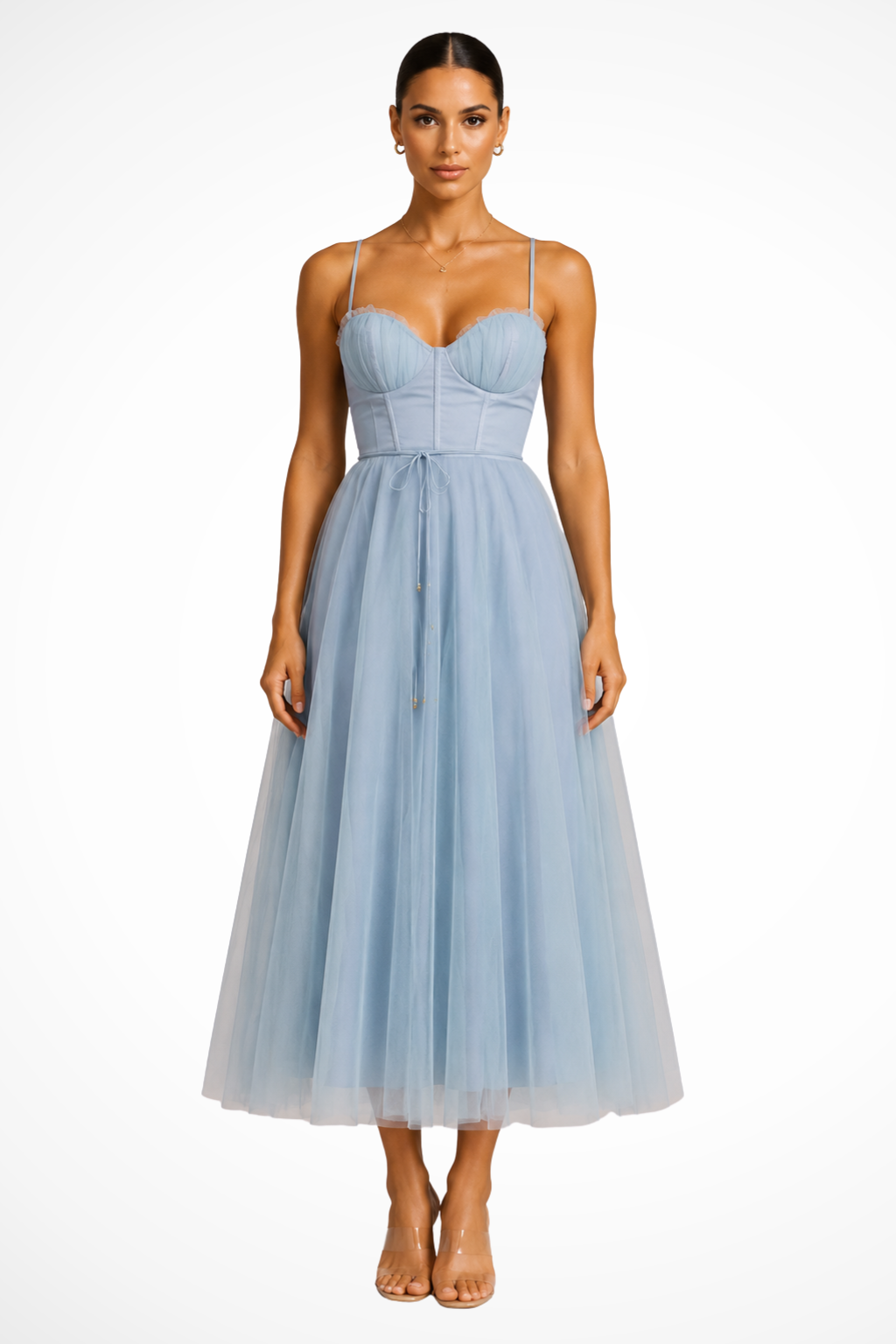 Blue Women's Corset Tiered Midi Dress – Siopie