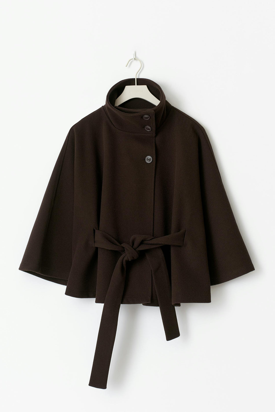 Belted Cape Jacket for Women – Oversized Cape Coat with High Neck for Fall and Mid-Season