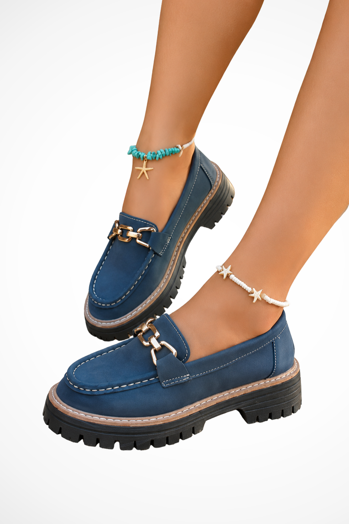 Siopie Chain Detail Chunky Orthopaedic Loafers in Blue