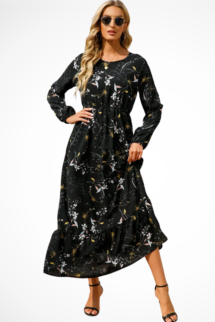 Samira | Women Floral Long Sleeve Maxi Summer Boho Midi Dress