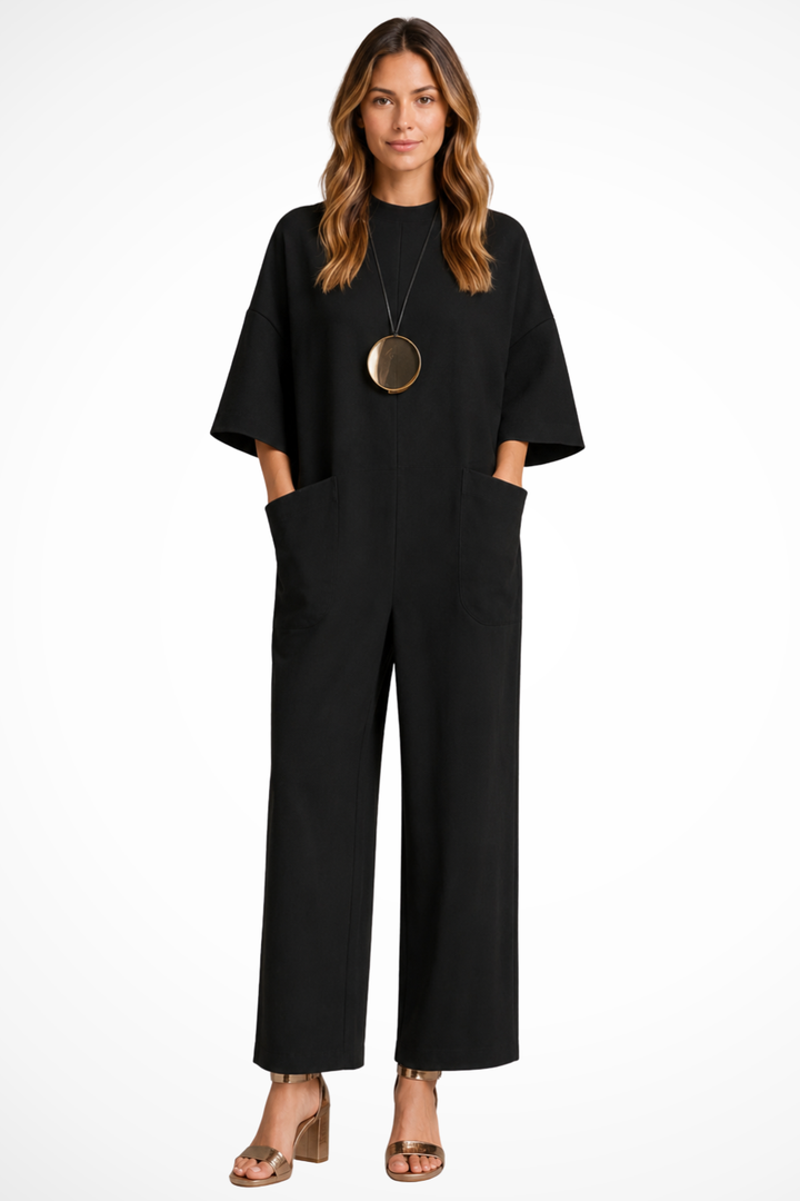 Siopie Wide Leg Oversized Relaxed Jumpsuit in Black