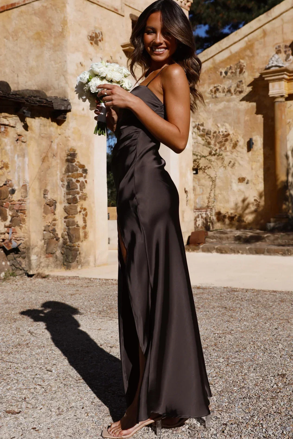 Women's Square Neck Satin Midi Dress – Siopie