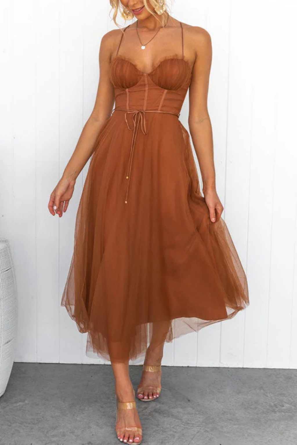 Women's Corset Tiered Midi Dress – Siopie