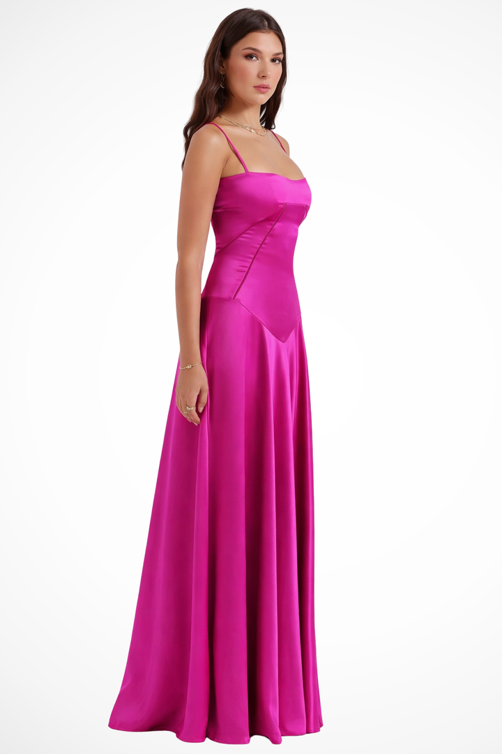 Siopie Women's Satin Corset Maxi Dress