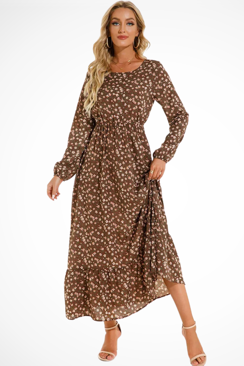 Samira | Women Floral Long Sleeve Maxi Summer Boho Midi Dress