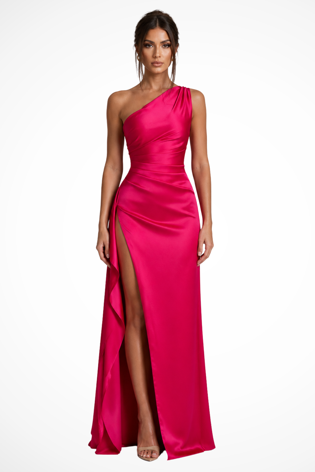 Rose Pink Women's One Shoulder Maxi Dress – Siopie