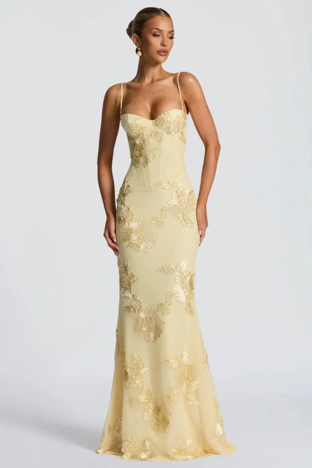 Women's Floral Embroidered Corset Maxi Dress – Siopie