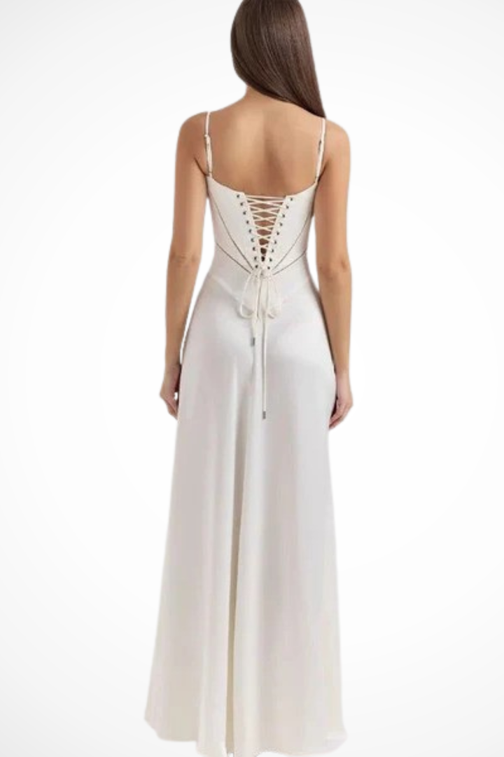 Siopie Women's Satin Corset Maxi Dress