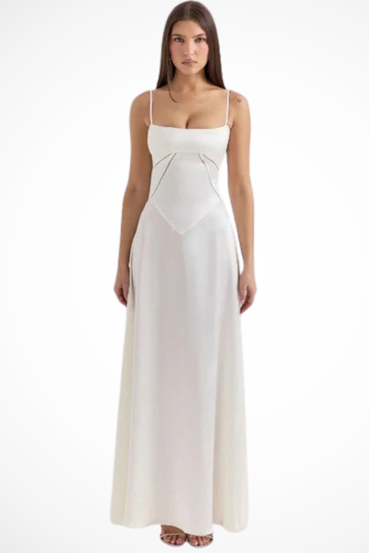 Siopie Women's Satin Corset Maxi Dress