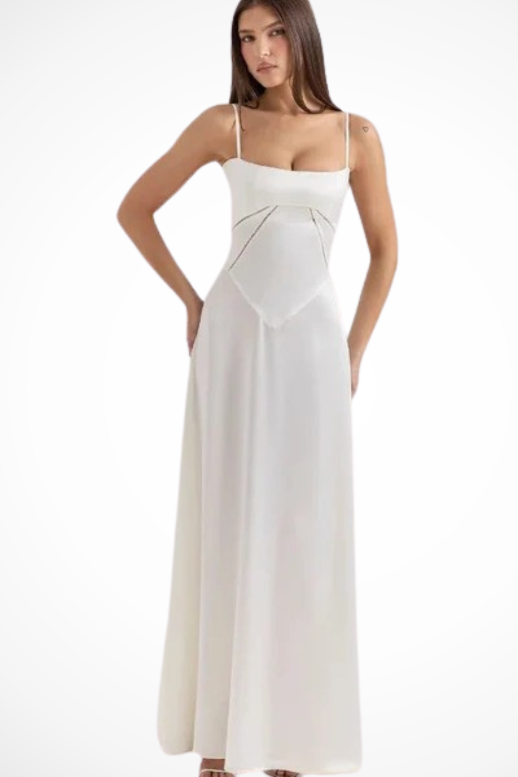 Siopie Women's Satin Corset Maxi Dress