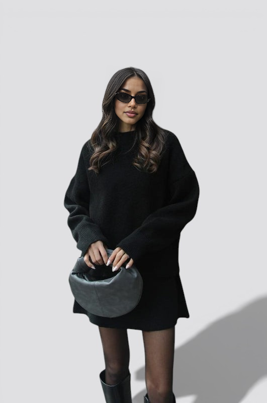 Women’s Knit Two Piece Skirt Set with Fitted Top and High Waist Skirt