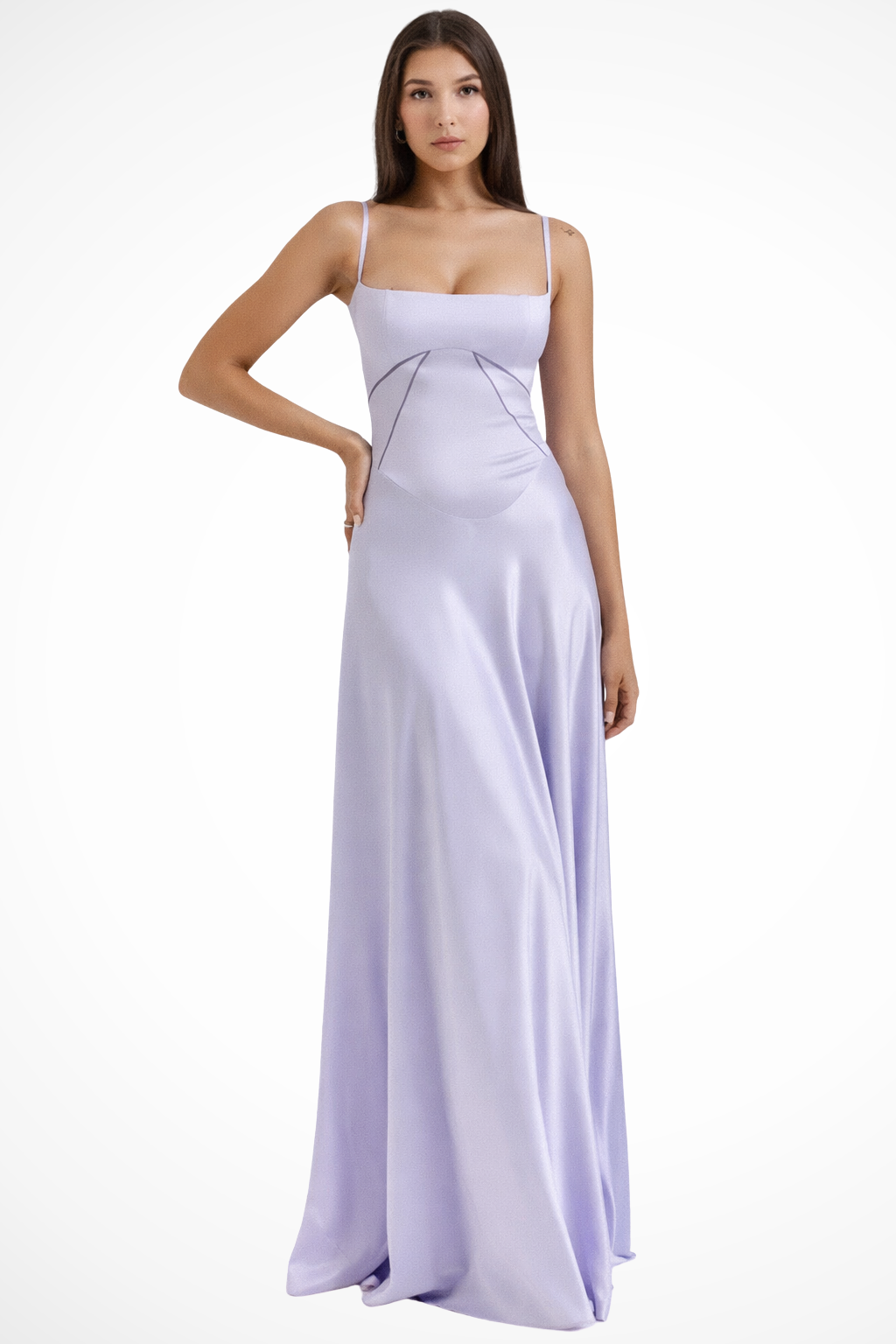 Siopie Women's Satin Corset Maxi Dress