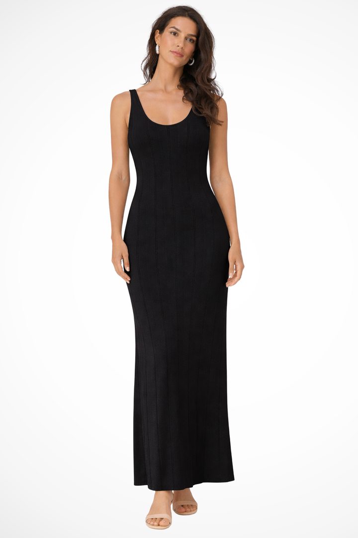 Siopie Women's Sleeveless Knit Maxi Dress in Black