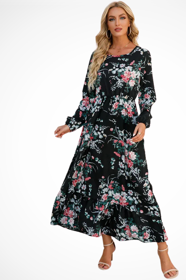 Samira | Women Floral Long Sleeve Maxi Summer Boho Midi Dress